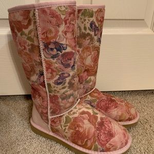 Tall Pink Floral Uggs- Excellent